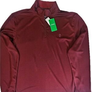IZOD Golf‎ Pullover Mens Large Red 1/4 Zip Long Sleeve Casual Comfy Polo NEW